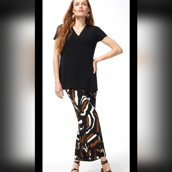 Chico's TRAVELERS ABSTRACT PRINT CROP PANT Size XLP Black Brown Casual - Picture 1 of 5